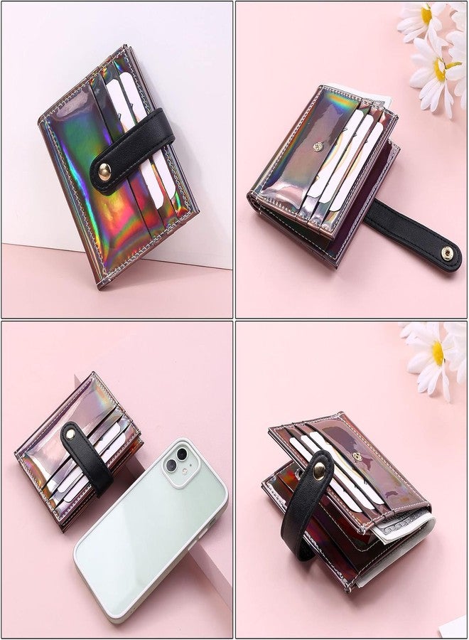 MOCA Womens Holographic Card Holder, PU Leather Credit Debit Card Cash Holder Multifunctional Card Holder Wallet Pouch for Woman (Black) - Image 3